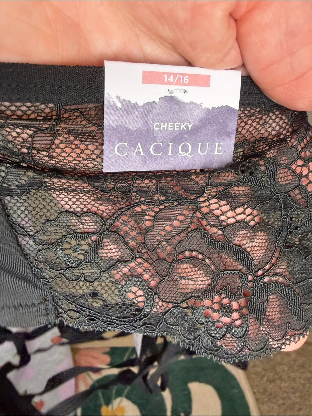 Cacique Black Lace Strappy Bikini Brief